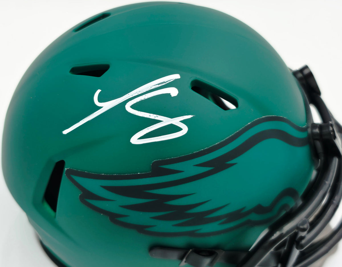 LeSean McCoy Autographed Philadelphia Eagles Rave Green Speed Mini Helmet Beckett BAS Witness #2W102649
