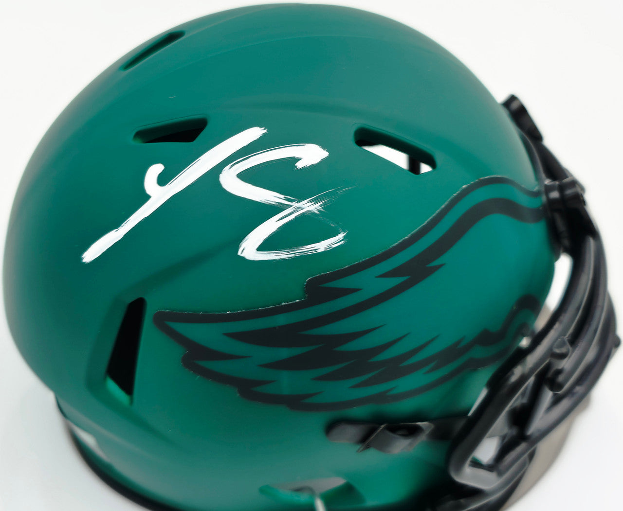 LeSean McCoy Autographed Philadelphia Eagles Rave Green Speed Mini Helmet Beckett BAS Witness #2W102574