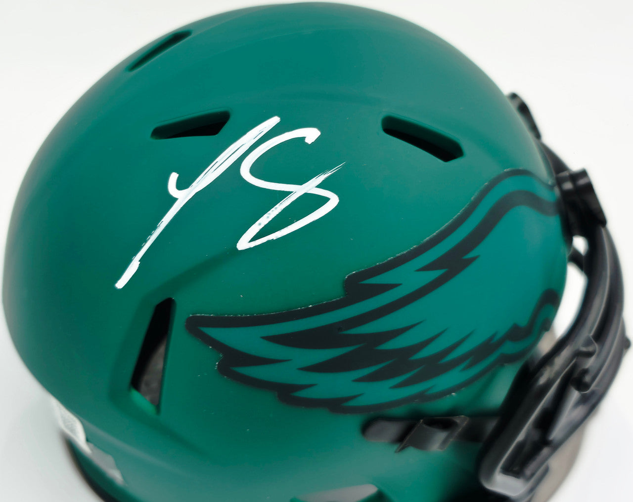 LeSean McCoy Autographed Philadelphia Eagles Rave Green Speed Mini Helmet Beckett BAS Witness #2W102659