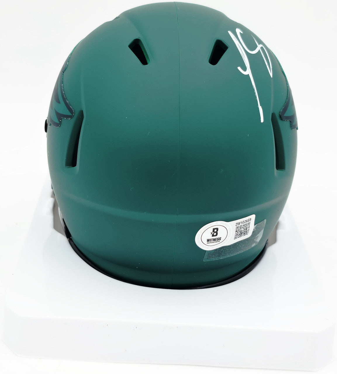 LeSean McCoy Autographed Philadelphia Eagles Rave Green Speed Mini Helmet Beckett BAS Witness #2W102659