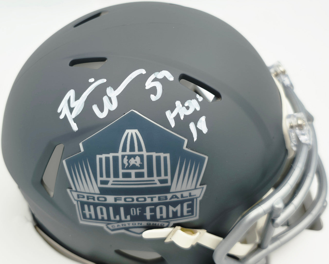 Brian Urlacher Autographed Hall of Fame Slate Gray Speed Mini Helmet "HOF 18" Beckett BAS Witness #4W450673