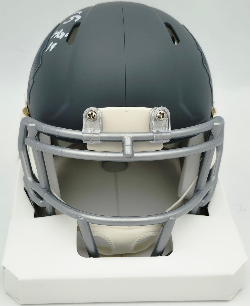 Brian Urlacher Autographed Hall of Fame Slate Gray Speed Mini Helmet "HOF 18" Beckett BAS Witness #4W450673