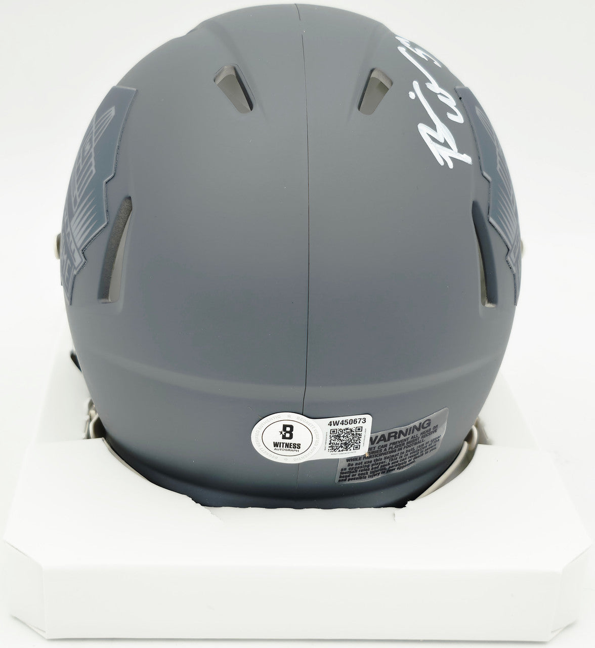 Brian Urlacher Autographed Hall of Fame Slate Gray Speed Mini Helmet "HOF 18" Beckett BAS Witness #4W450673
