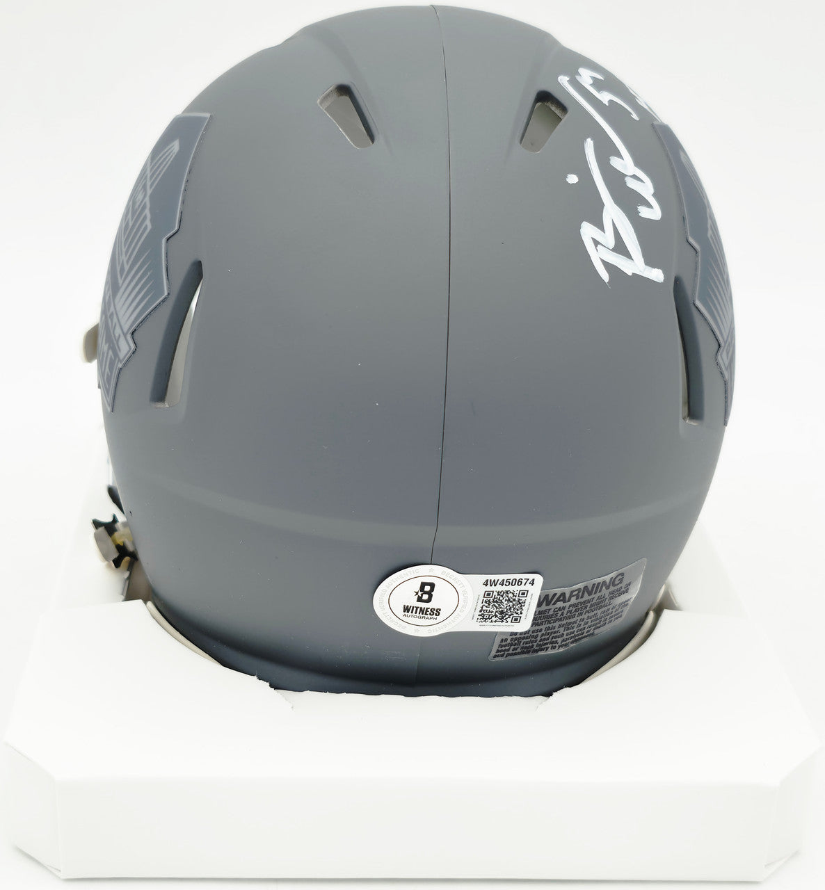 Brian Urlacher Autographed Hall of Fame Slate Gray Speed Mini Helmet "HOF 18" Beckett BAS Witness #4W450674