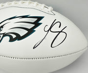 LeSean McCoy Autographed Philadelphia Eagles White Logo Football (Smudged) Beckett BAS Witness #2W102854