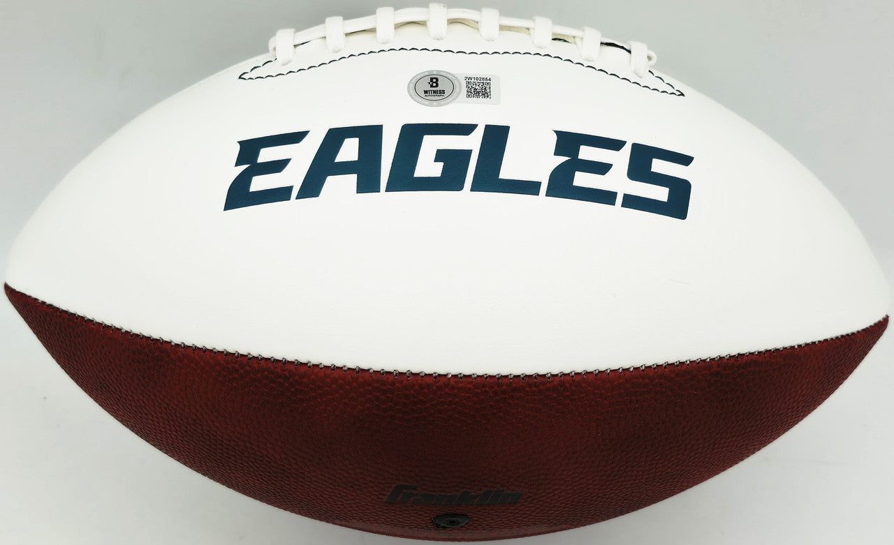LeSean McCoy Autographed Philadelphia Eagles White Logo Football (Smudged) Beckett BAS Witness #2W102854