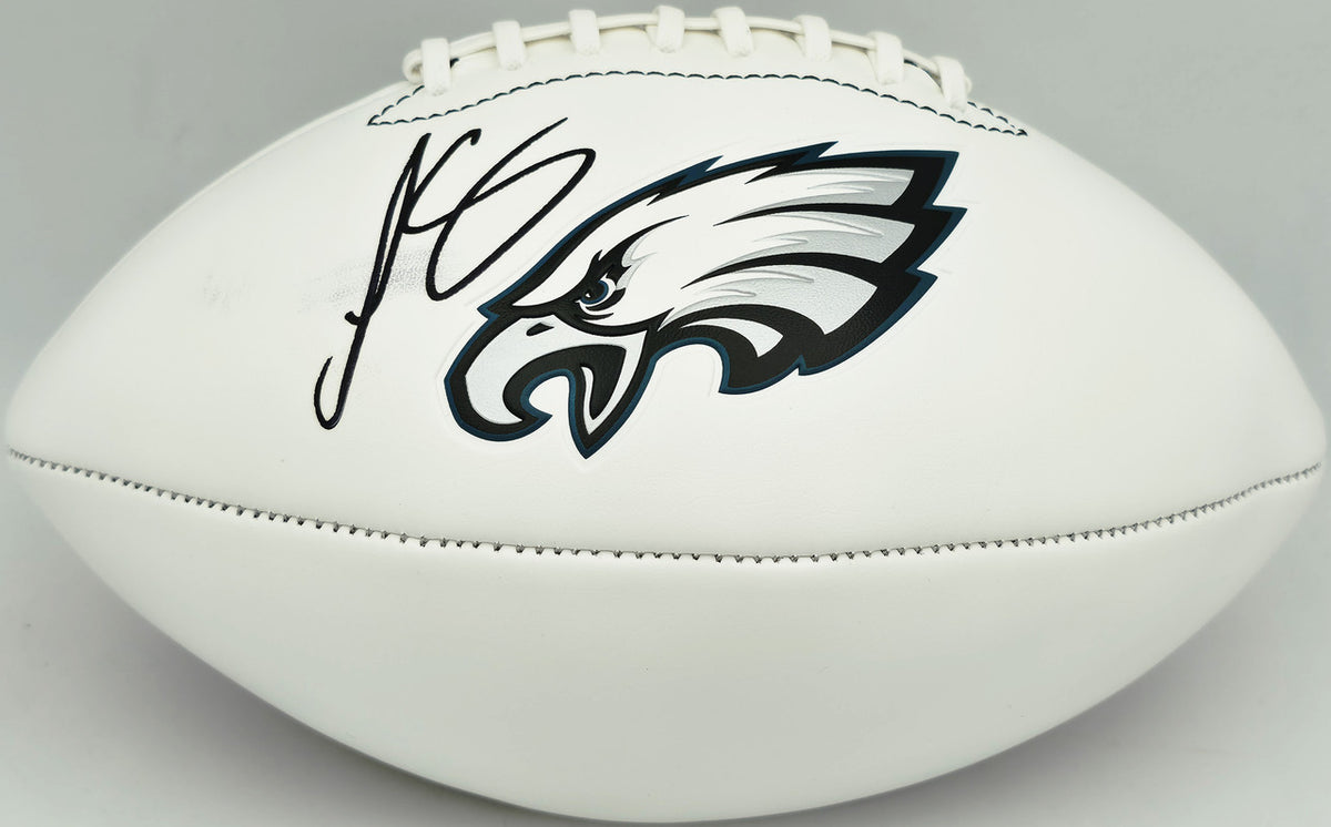 LeSean McCoy Autographed Philadelphia Eagles White Logo Football (Smudged) Beckett BAS Witness #2W102891