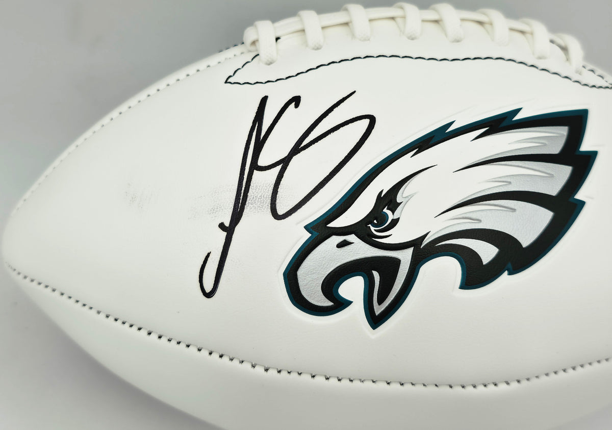 LeSean McCoy Autographed Philadelphia Eagles White Logo Football (Smudged) Beckett BAS Witness #2W102891