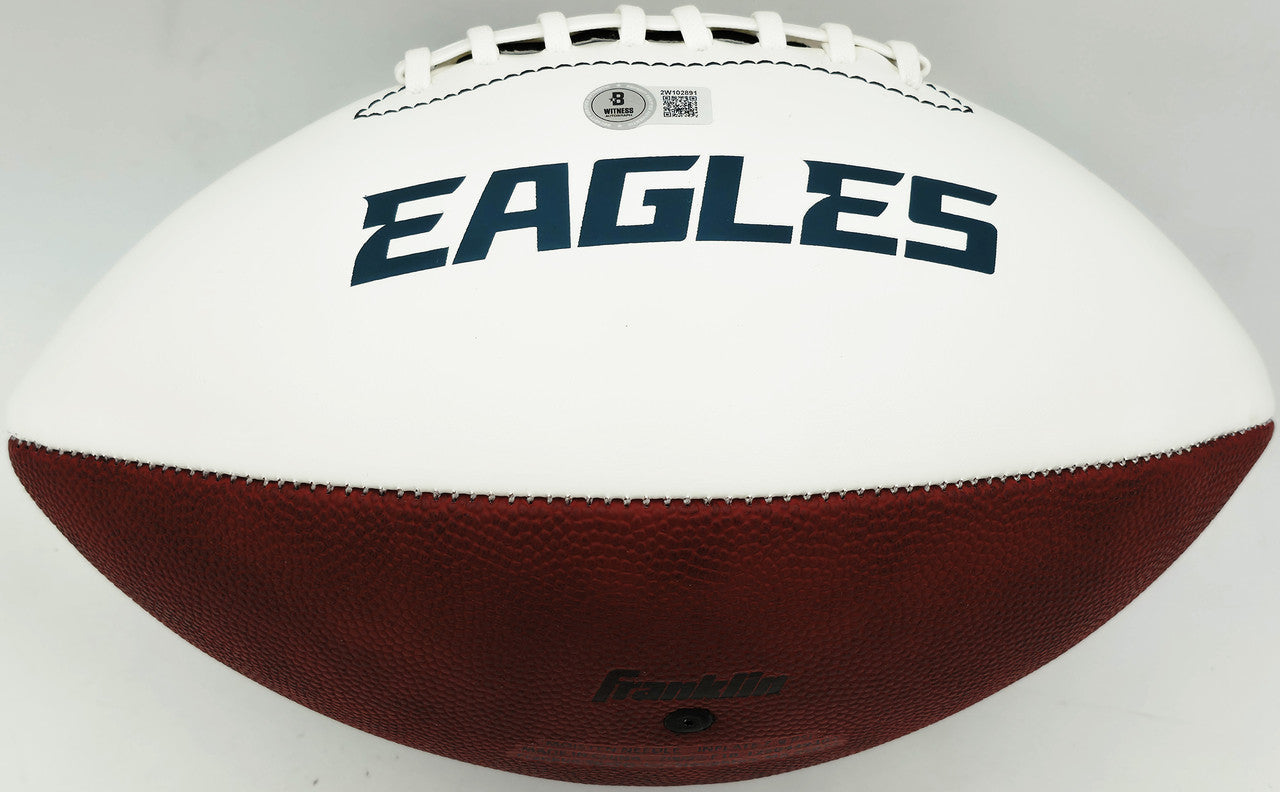 LeSean McCoy Autographed Philadelphia Eagles White Logo Football (Smudged) Beckett BAS Witness #2W102891