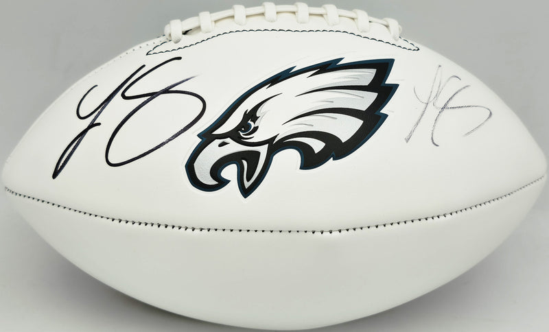 LeSean McCoy Autographed Philadelphia Eagles White Logo Football (Signed Twice) Beckett BAS Witness #2W102