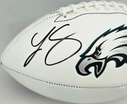 LeSean McCoy Autographed Philadelphia Eagles White Logo Football (Signed Twice) Beckett BAS Witness #2W102