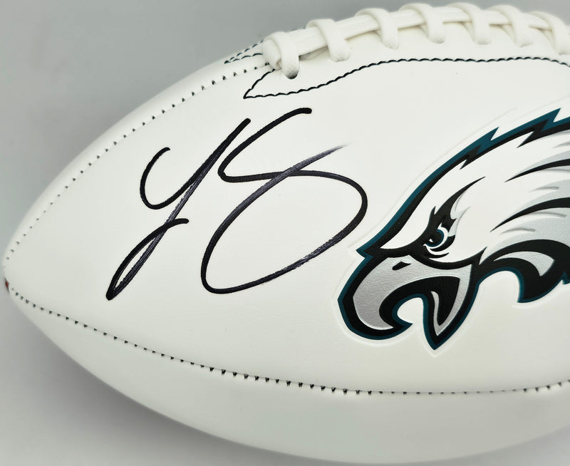 LeSean McCoy Autographed Philadelphia Eagles White Logo Football (Signed Twice) Beckett BAS Witness #2W102