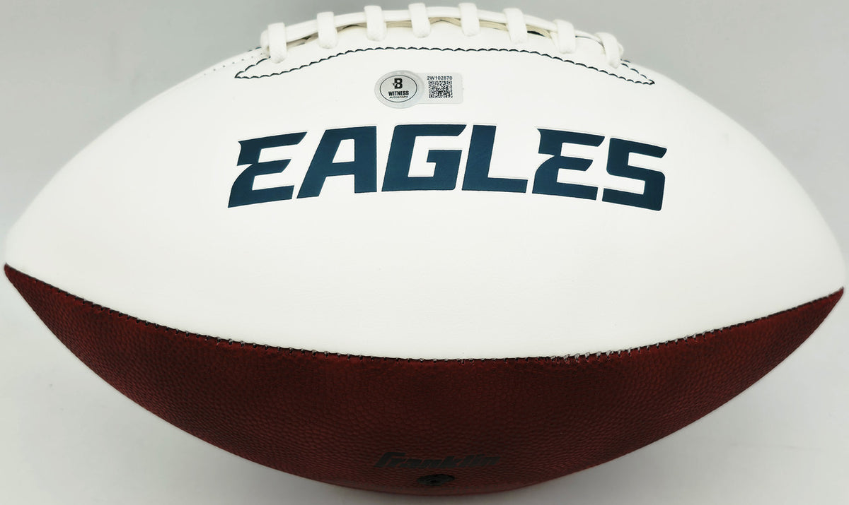 LeSean McCoy Autographed Philadelphia Eagles White Logo Football (Signed Twice) Beckett BAS Witness #2W102