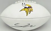 Jordan Addison Autographed Minnesota Vikings White Logo Football (Smudged) Beckett BAS QR #BW00985