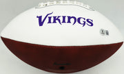 Jordan Addison Autographed Minnesota Vikings White Logo Football (Smudged) Beckett BAS QR #BW00985