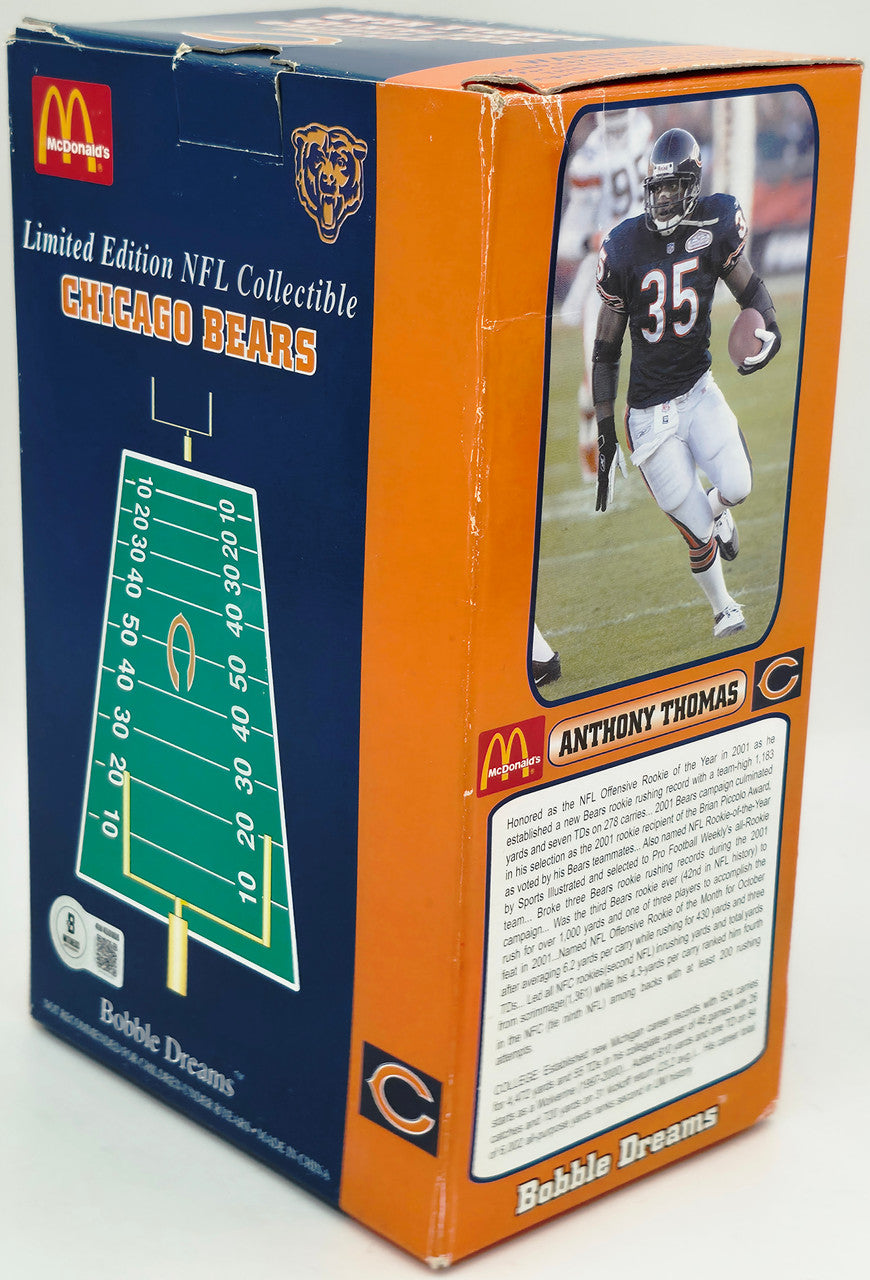 Brian Urlacher Autographed Bobblehead Chicago Bears "ROY 2000" (Damaged) (Smudged) Beckett BAS Witness #4W450906