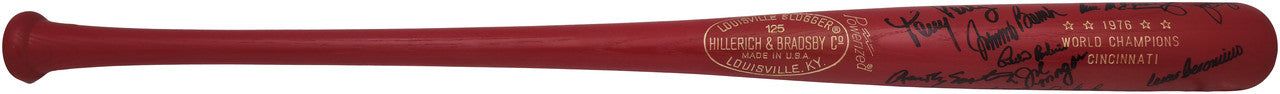 1976 Cincinnati Reds Team Autographed 1976 World Series Champions Louisville Slugger Baseball Bat With 15 Signatures Including Johnny Bench & Pete Rose Beckett BAS #AG020320