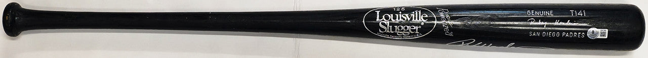 Rickey Henderson Autographed Game Issued Louisville Slugger T141 Baseball Bat San Diego Padres Beckett BAS QR #BX67569