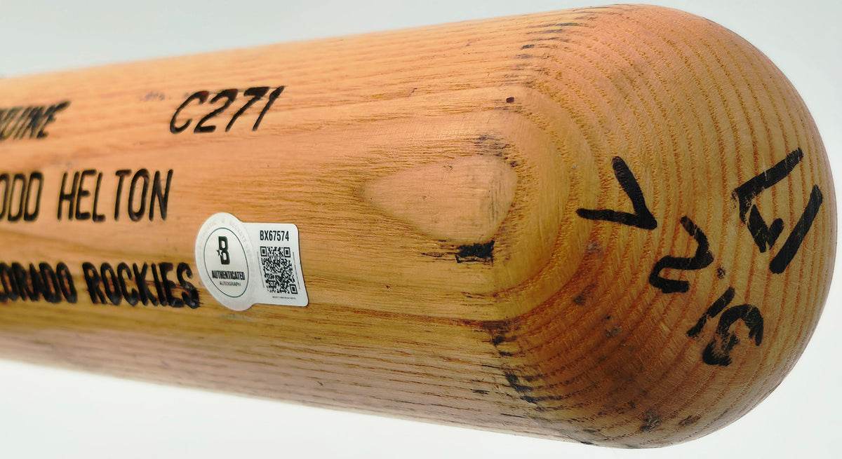 Todd Helton Autographed Game Used Uncracked Louisville Slugger C271 Baseball Bat (Light Use) Colorado Rockies Beckett BAS QR #BX67574