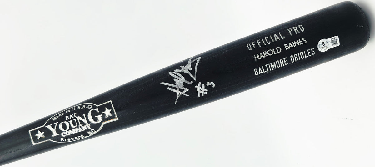 Harold Baines Autographed Game Issued Young Bat Co. Baseball Bat Baltimore Orioles Beckett BAS QR #BX67573