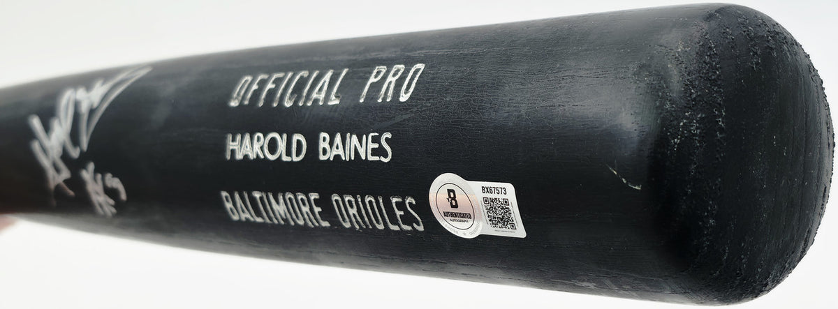 Harold Baines Autographed Game Issued Young Bat Co. Baseball Bat Baltimore Orioles Beckett BAS QR #BX67573