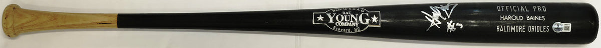 Harold Baines Autographed Game Issued Young Bat Co. Baseball Bat Baltimore Orioles Beckett BAS QR #BX67573