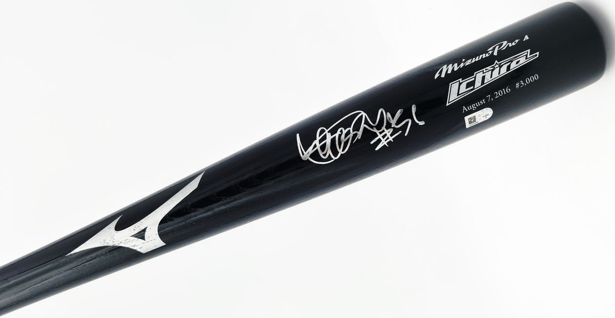 Ichiro Suzuki Autographed Black Mizuno 3000th Hit Baseball Bat Miami Marlins "#51" "8/7/16" MLB Holo #JB615295