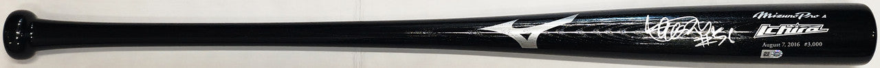 Ichiro Suzuki Autographed Black Mizuno 3000th Hit Baseball Bat Miami Marlins "#51" "8/7/16" MLB Holo #JB615295