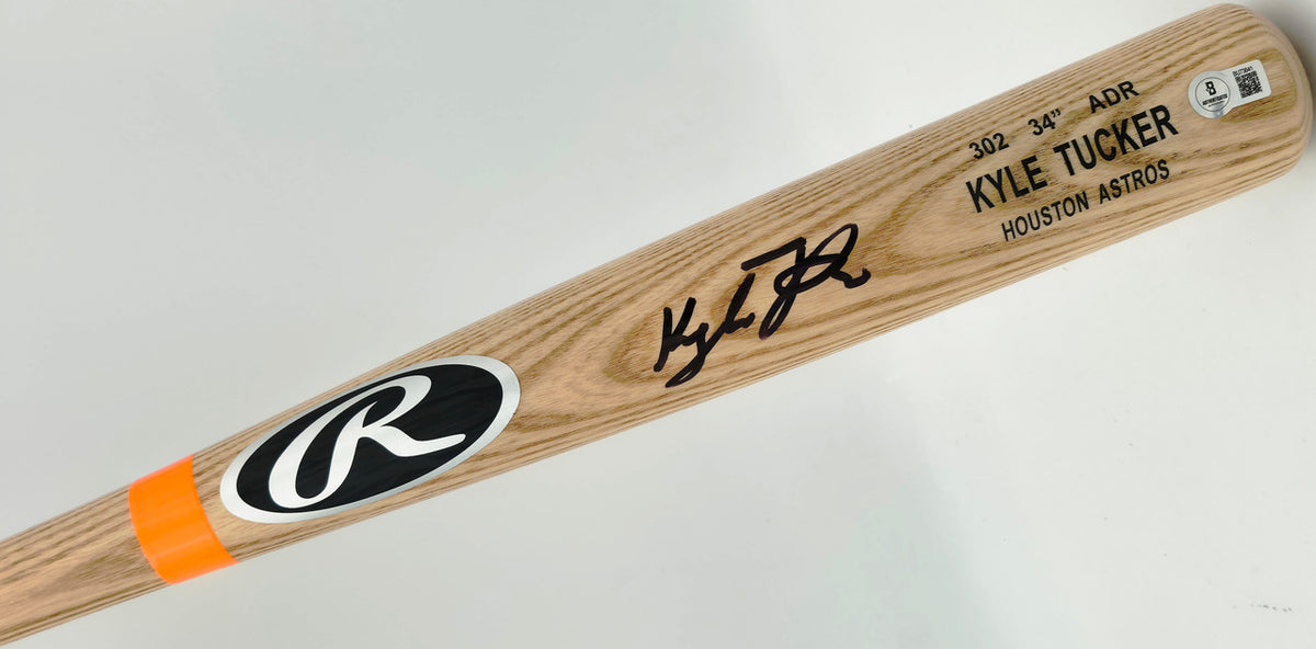 Kyle Tucker Autographed Blonde Rawlings Player Model Baseball Bat Houston Astros Beckett BAS QR #BU73641