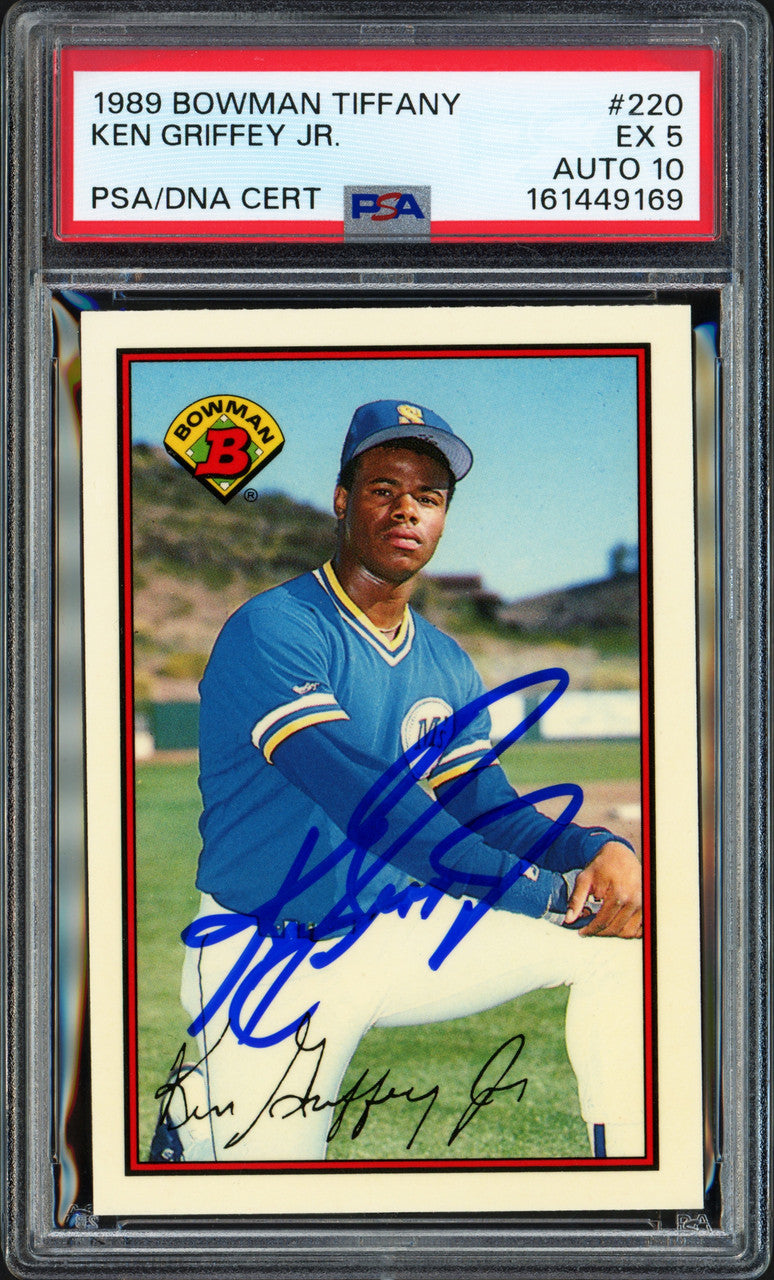 Ken Griffey Jr. Autographed 1989 Bowman Tiffany Rookie Card #220 Seattle Mariners PSA 5 Auto Grade Gem Mint 10 PSA/DNA #161449169