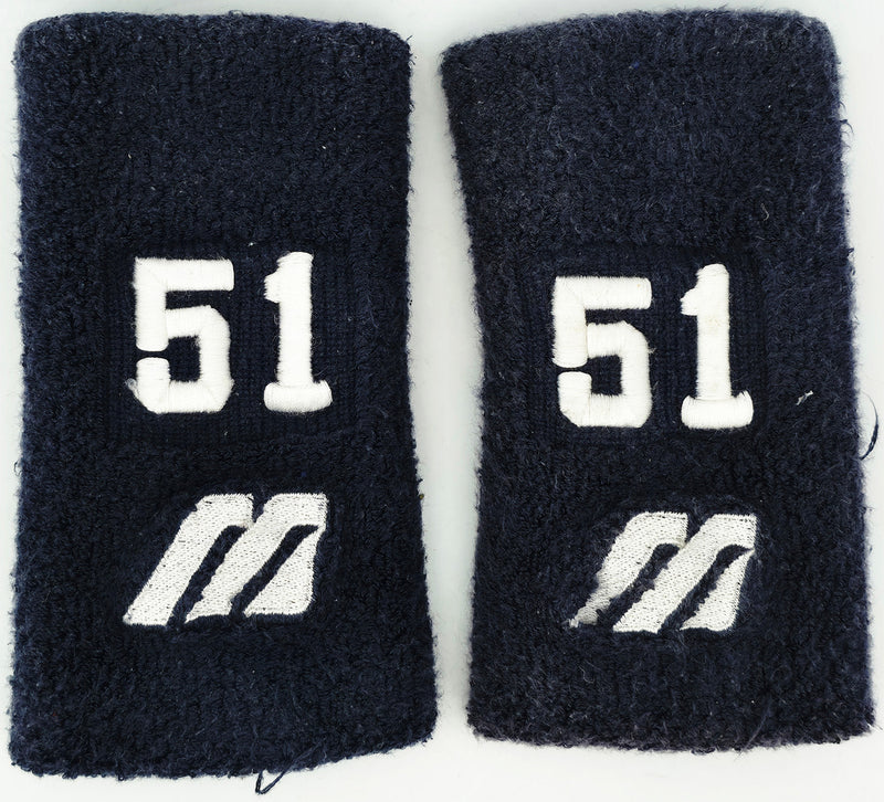 Unsigned Ichiro Suzuki 1999 Game Used Orix Blue Wave Black Mizuno Wristbands IS Holo SKU #267256
