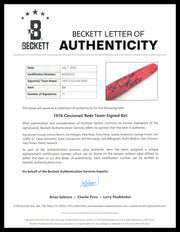 1976 Cincinnati Reds Team Autographed 1976 World Series Champions Louisville Slugger Baseball Bat With 15 Signatures Including Johnny Bench & Pete Rose Beckett BAS #AG020320