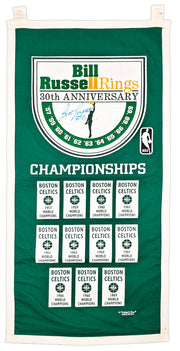 Bill Russell Autographed 11 Champions 30th Anniversary Banner Boston Celtics "#6" Beckett BAS #AE57455
