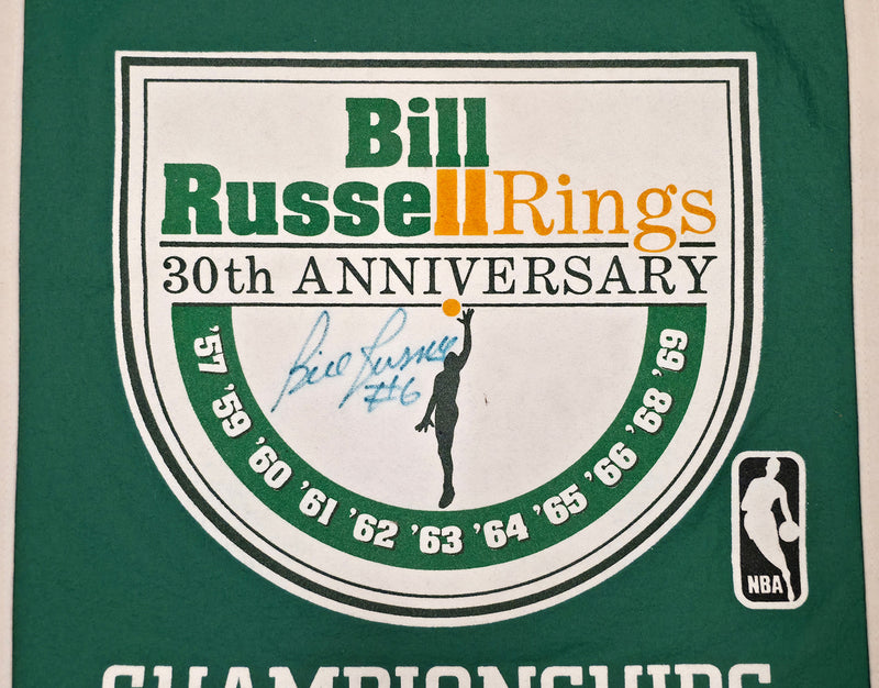 Bill Russell Autographed 11 Champions 30th Anniversary Banner Boston Celtics "#6" Beckett BAS #AE57455