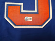 Edmonton Oilers Wayne Gretzky Autographed Orange & Blue Jersey Beckett BAS #AE85520