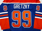 Edmonton Oilers Wayne Gretzky Autographed Orange & Blue Jersey Beckett BAS #AE85519