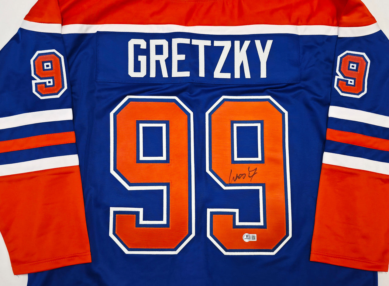 Edmonton Oilers Wayne Gretzky Autographed Orange & Blue Jersey Beckett BAS #AE85519