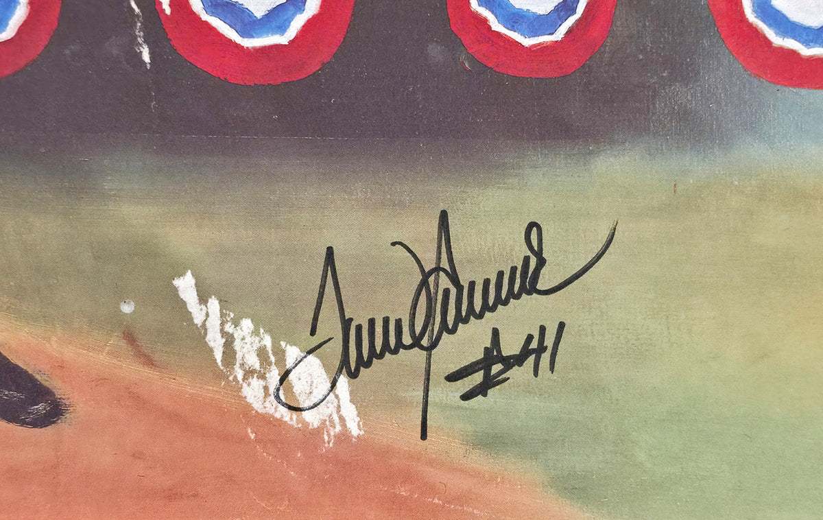 Tom Seaver Autographed 19x26 Lithograph New York Mets (Damaged) Beckett BAS QR #BU86707