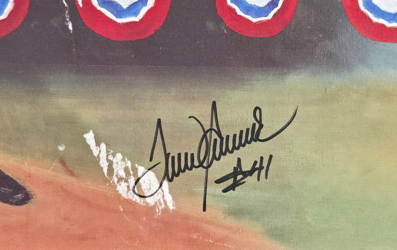 Tom Seaver Autographed 19x26 Lithograph New York Mets (Damaged) Beckett BAS QR #BU86707