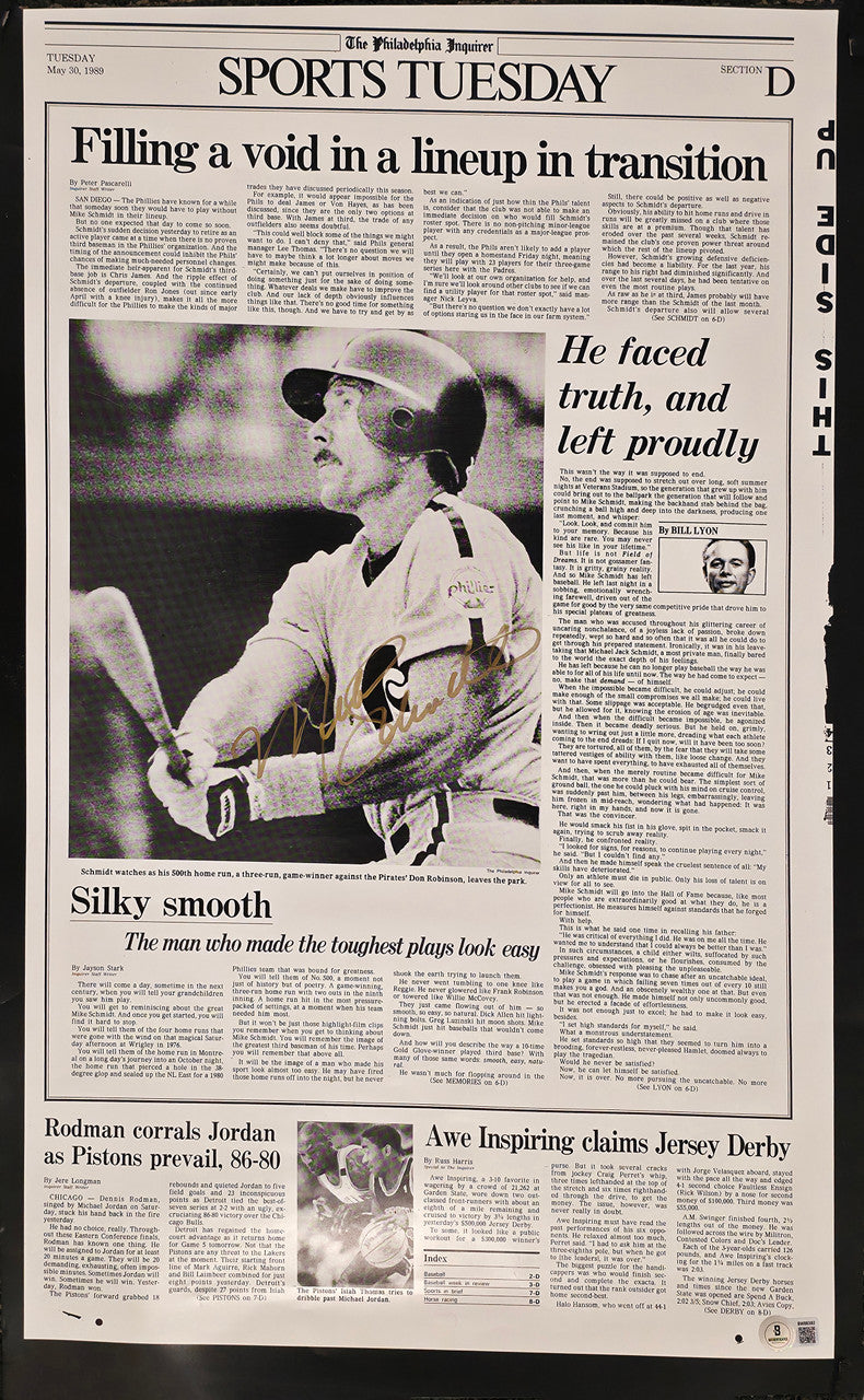 Mike Schmidt Autographed 16x24 Poster Philadelphia Phillies Beckett BAS QR #BW06382