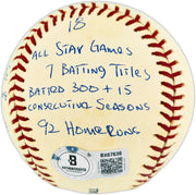 Rod Carew Autographed Official MLB Baseball Minnesota Twins, Los Angeles Angels With 18 Stats Beckett BAS QR #BX67636