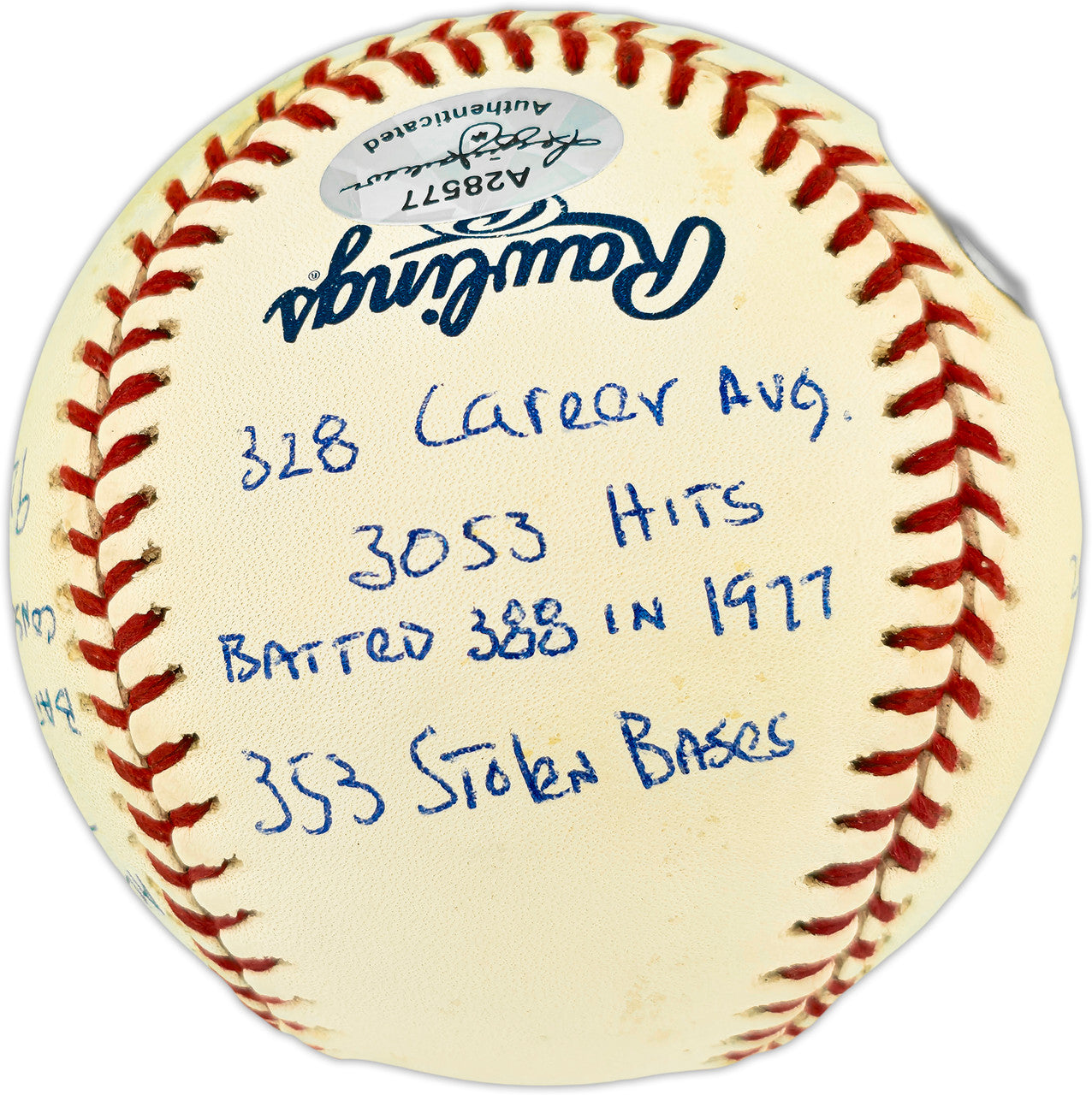 Rod Carew Autographed Official MLB Baseball Minnesota Twins, Los Angeles Angels With 18 Stats Beckett BAS QR #BX67639