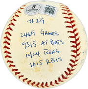 Rod Carew Autographed Official MLB Baseball Minnesota Twins, Los Angeles Angels With 18 Stats Beckett BAS QR #BX67639