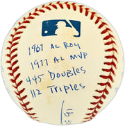 Rod Carew Autographed Official MLB Baseball Minnesota Twins, Los Angeles Angels With 18 Stats Beckett BAS QR #BX67639