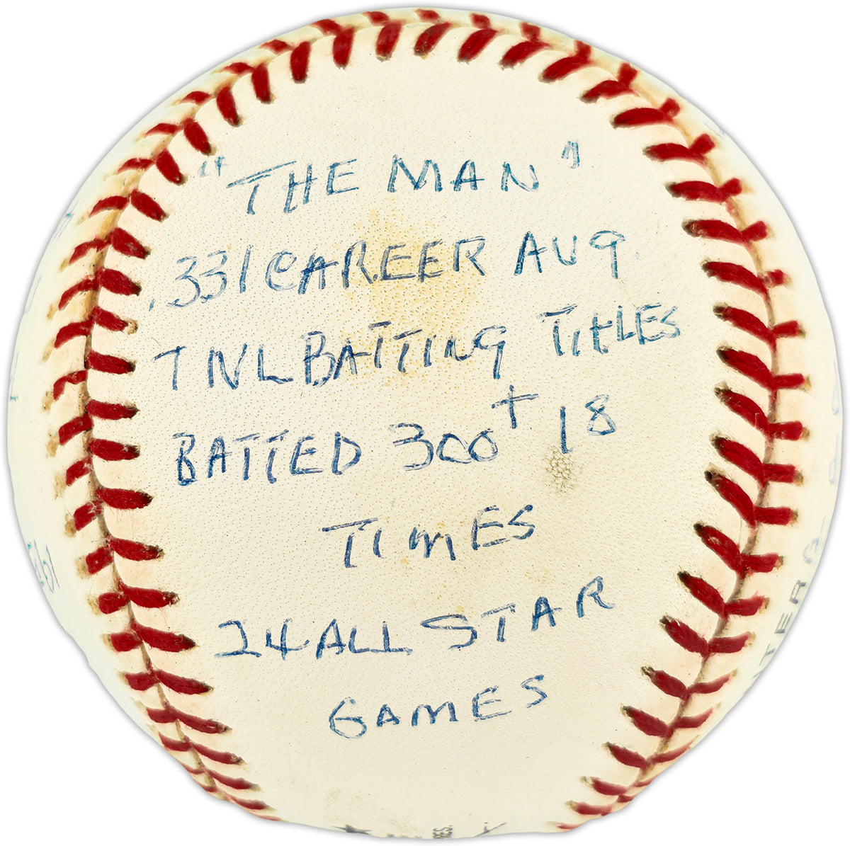 Stan Musial Autographed Official NL Baseball St. Louis Cardinals With 20 Stats Beckett BAS QR #BX67651