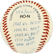 Stan Musial Autographed Official NL Baseball St. Louis Cardinals With 20 Stats Beckett BAS QR #BX67651