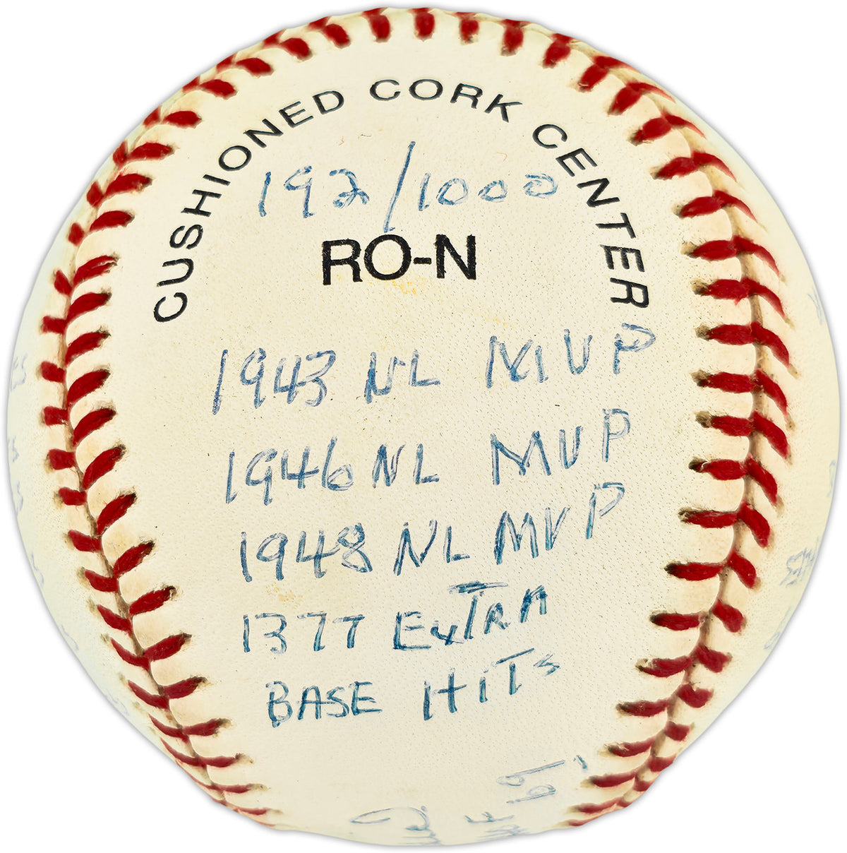 Stan Musial Autographed Official NL Baseball St. Louis Cardinals With 20 Stats Beckett BAS QR #BX67651