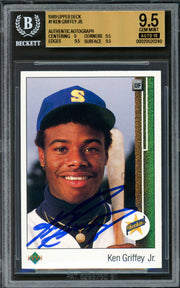 Ken Griffey Jr. Autographed 1989 Upper Deck Rookie Card #1 Seattle Mariners BGS 9.5 Auto Grade Gem Mint 10 Beckett BAS #20520240