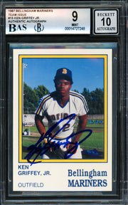 Ken Griffey Jr. Autographed 1987 Bellingham Rookie Card #15 Seattle Mariners BGS 9 Auto Grade Gem Mint 10 Beckett BAS #14727248