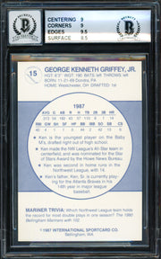Ken Griffey Jr. Autographed 1987 Bellingham Rookie Card #15 Seattle Mariners BGS 9 Auto Grade Gem Mint 10 Beckett BAS #14727248